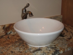 Master Bathroom: Vanity Top-Mounted Sink Bowl, Granite Countertop, Custom Luxury Homes Built, Indianapolis, Indiana, Madison Custom Homes, Inc.